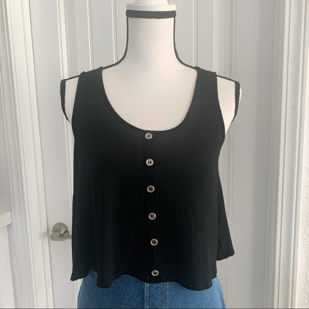 Pink Zone Black Sleeveless Crop Top